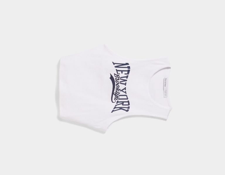 Bershka College Tank With Open Back Topjes Dames Wit | yEXP7YOEh20