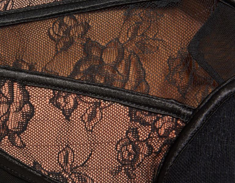 Bershka Contrast Blonde Kanten Corset Topjes Dames Zwart | WP2qaCVBlsK