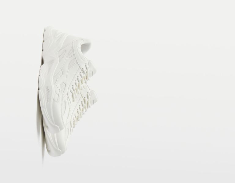 Bershka Contrasting Mesh Sneakers Heren Wit | 99zvTYtF45A