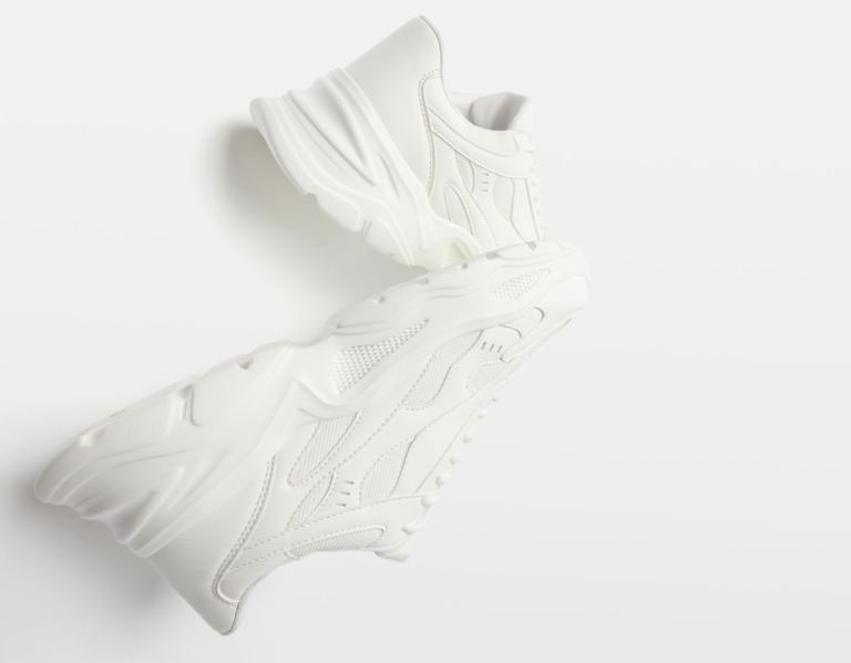 Bershka Contrasting Mesh Sneakers Heren Wit | 99zvTYtF45A