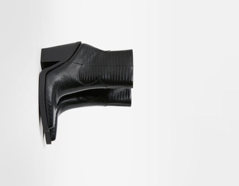 Bershka Cowboy High-heel Enkellaars Dames Zwart | Rk4C0D97kiE
