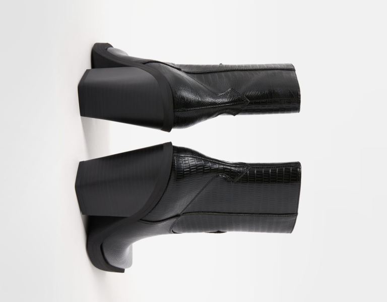Bershka Cowboy High-heel Enkellaars Dames Zwart | Rk4C0D97kiE