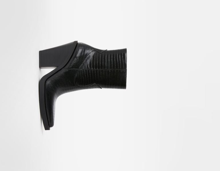 Bershka Cowboy High-heel Enkellaars Dames Zwart | Rk4C0D97kiE
