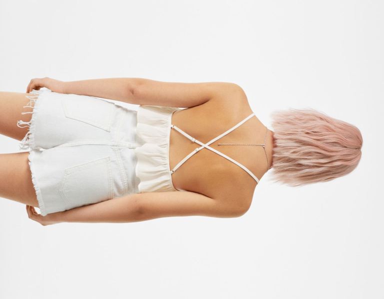 Bershka Crepe With Kanten Trim Along The Neckline Topjes Dames Room | dSn2Bv7lNHw