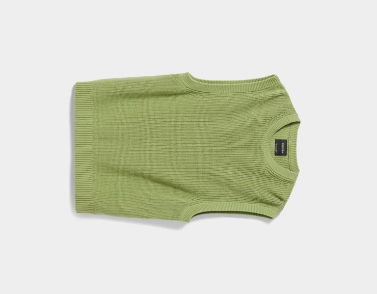 Bershka Crew Neck Knit Gilet Heren Groen | iS7hp7NRNfT