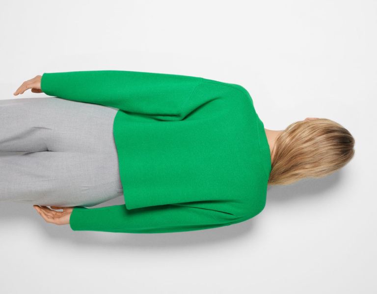 Bershka Crew Neck Knit Trui Truien Dames Groen | h3pQX0rjD6b