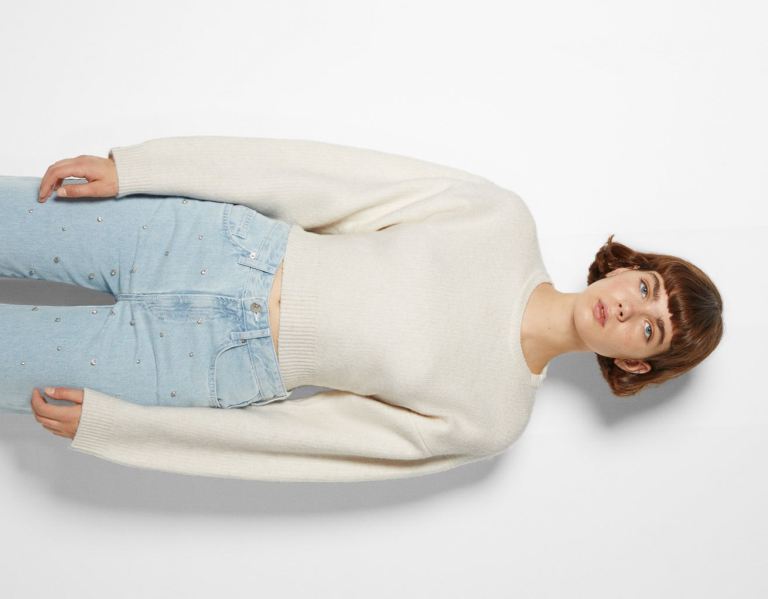 Bershka Crew Neck Trui With Open Back Truien Dames Room | KBvc03Est4y