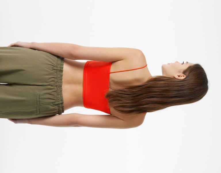Bershka Cropped Tank Topjes Dames Rood | N7GCfXpPJz3