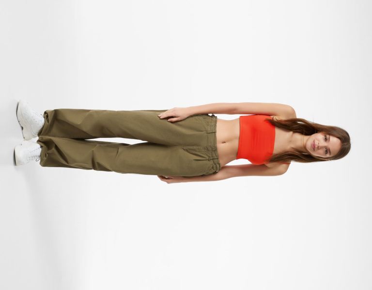 Bershka Cropped Tank Topjes Dames Rood | N7GCfXpPJz3