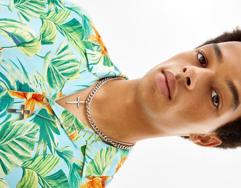 Bershka Cross Necklace Sieraden Heren Zilver | ZsuqUsMxvJB