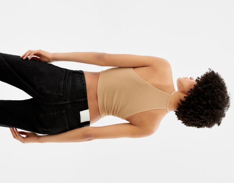 Bershka Crossed With Straps Topjes Dames Bruin | wEzxZmk5Vcm
