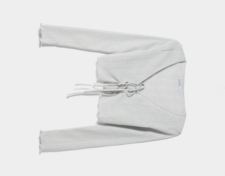Bershka Curly Metallic Long Sleeve T-shirts Dames Zilver | nqmlCEII2va