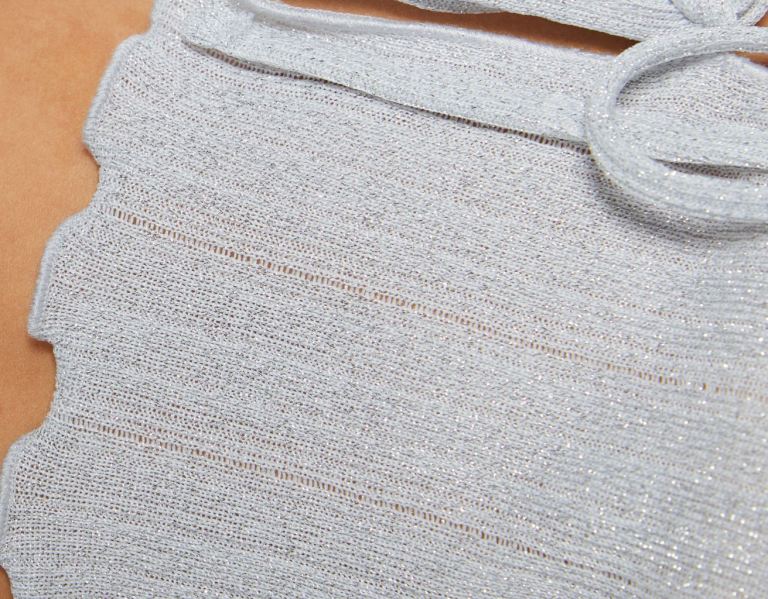 Bershka Curly Metallic Long Sleeve T-shirts Dames Zilver | nqmlCEII2va