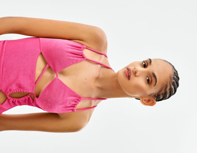 Bershka Cut Out Draped Mini Jurken Dames Roze | WaKQHon3Llu