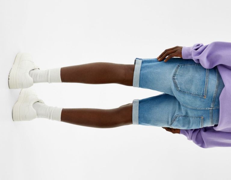 Bershka Denim Bermuda Korte Broek Heren Lichtblauw | o3U04GrtRjD