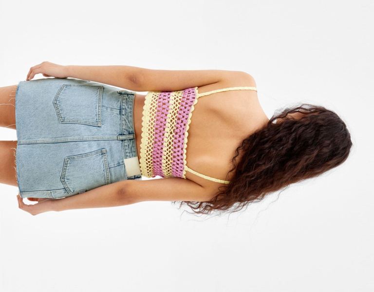Bershka Denim Carpenter Mini Rokken Dames Lichtblauw | MVqGSjpcDzb