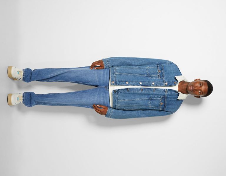 Bershka Denim With Fleece Lining Jassen Heren Blauw | ZLNLwI7NwGK