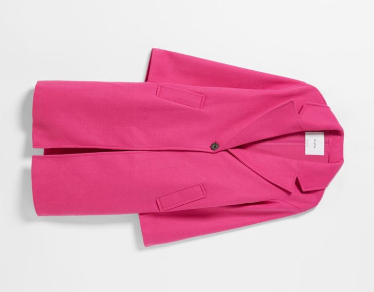 Bershka Drop-shoulder Synthetisch Wol Coat Bovenkleding Dames Fuchsie | 9koUBuEQyDy