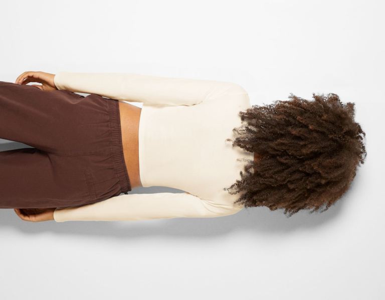 Bershka Elastane T-shirts Dames Wit | muoyeHrSOHk