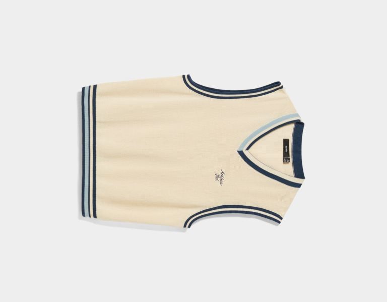 Bershka Embroidered Knit Polo Collar Gilet Heren Room | 26osqwEJUnH