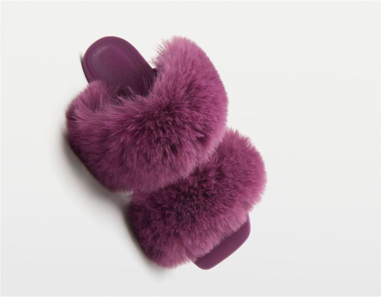 Bershka Faux Fur High-heel Sandals Pakken Dames Bordeaux | j58m3Gylkid