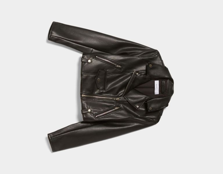 Bershka Faux Leren Biker Jassen Dames Zwart | 9WkTmZwLZxH