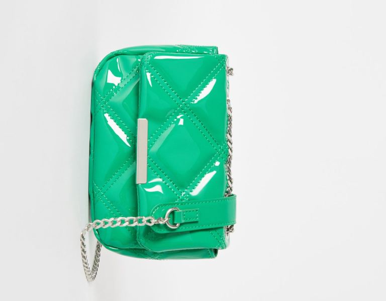 Bershka Faux Leren Gewatteerd Vinyl Tassen Dames Groen | EAxQJNuZXqa