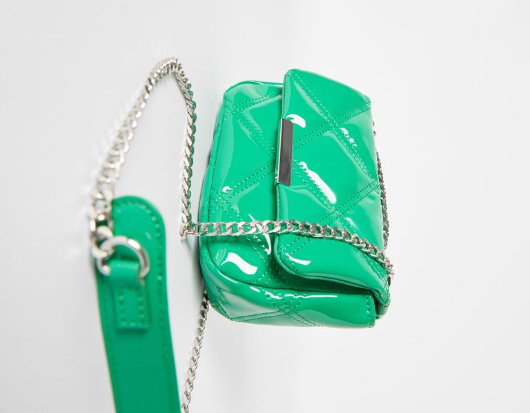Bershka Faux Leren Gewatteerd Vinyl Tassen Dames Groen | EAxQJNuZXqa