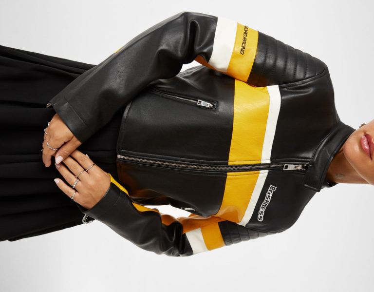 Bershka Faux Leren Race Biker Jassen Dames Geel | eMtXOgXkhlg