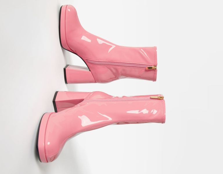 Bershka Fitted High-heel Mini Platform Enkellaars Dames Roze | m9Yz8ScCQYr