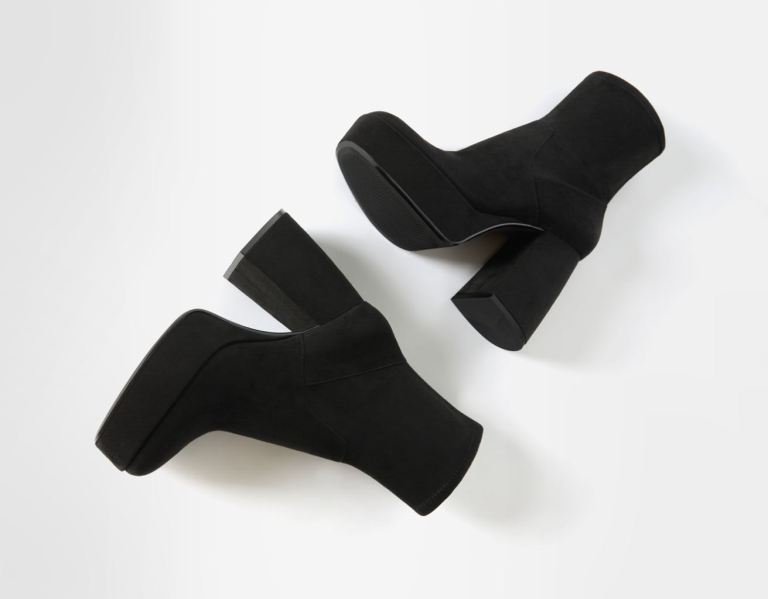 Bershka Fitted High-heel Platform Enkellaars Dames Zwart | 9pG45s3JxKc