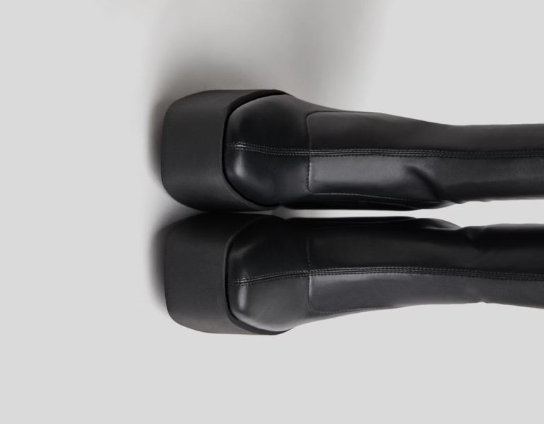 Bershka Fitted High-heel Platform Enkellaars Dames Zwart | LijCpyuBOIp