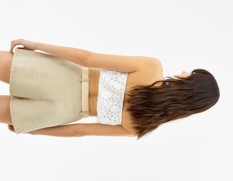 Bershka Flared Twill Korte Broek Dames Beige | mMdkc8wvPlg