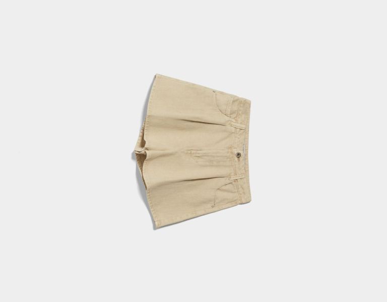 Bershka Flared Twill Korte Broek Dames Beige | mMdkc8wvPlg