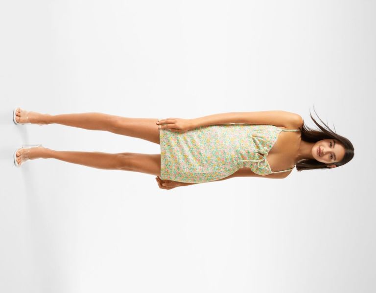 Bershka Floral Print Mini Jurken Dames Groen | twTTjh6Y7Ai