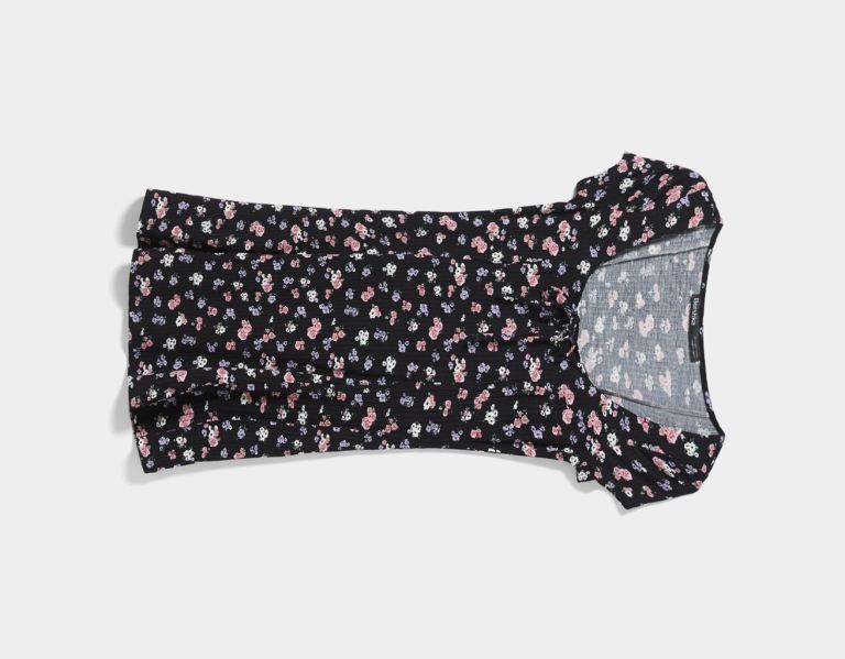 Bershka Floral Print Mini Jurken Dames Zwart | h2RAPJOcdAp