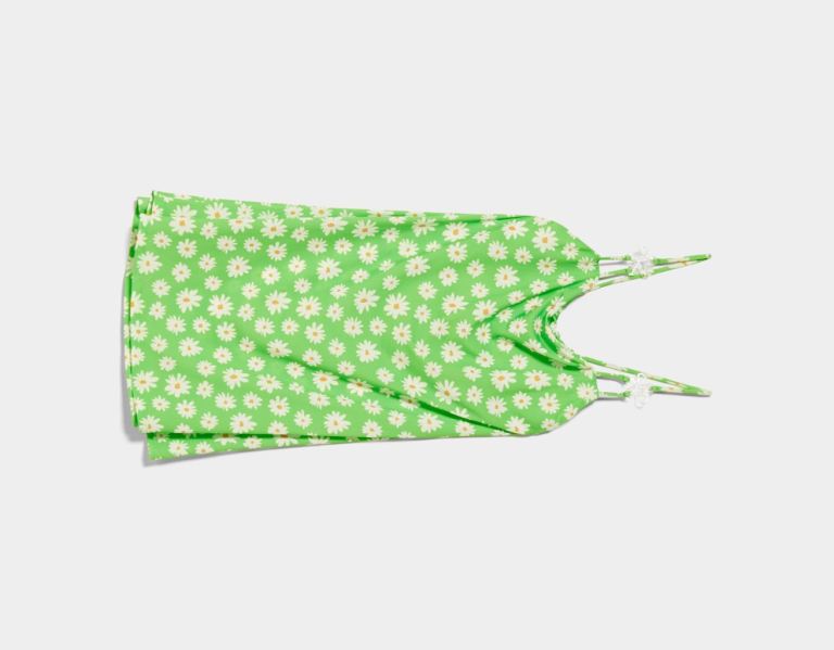 Bershka Floral Print Mini With Embellished Trim Jurken Dames Groen | ZFxamAk9wFQ