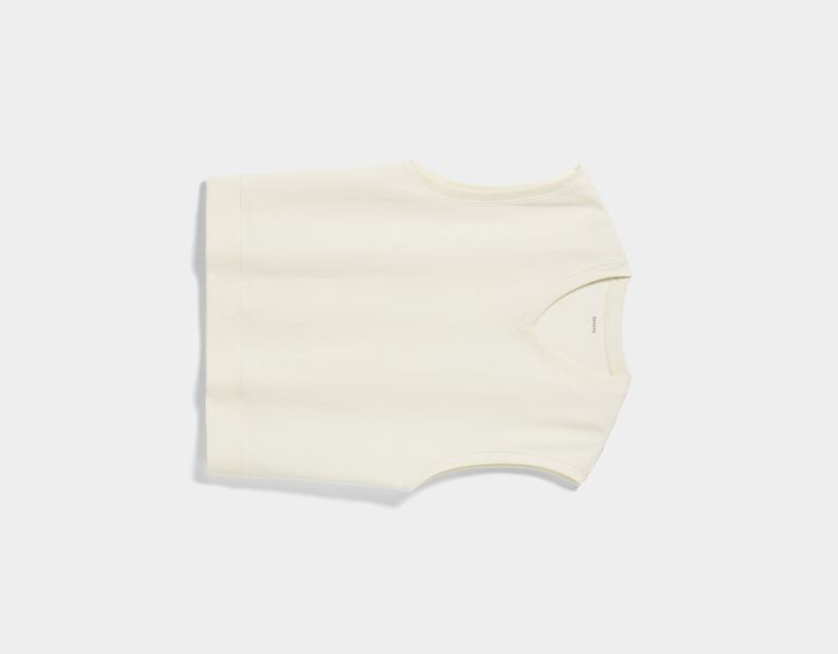 Bershka Gebreid V-neck Vest Gebreide Kleding Dames Wit | 2Y2wOycxRjZ
