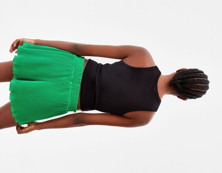 Bershka Geplooid Korte Broek Dames Groen | loccxfEHI94