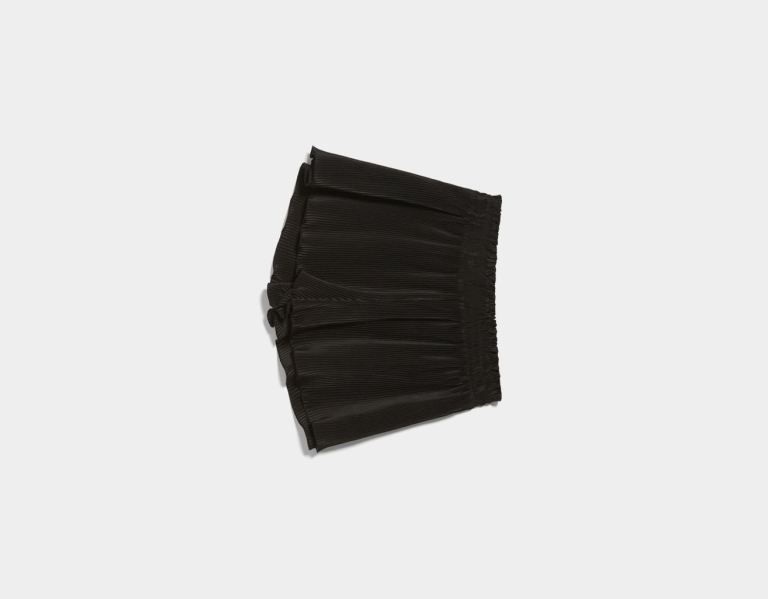 Bershka Geplooid Korte Broek Dames Zwart | ocnI7gpkY9B