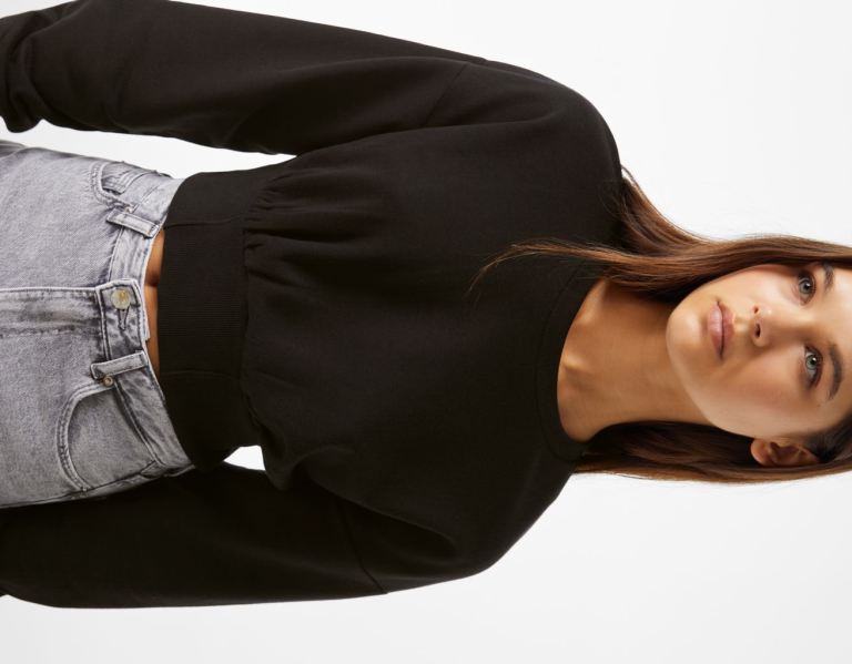 Bershka Geribbeld Corset Sweatshirts Dames Zwart | tJcTSP3TWvZ