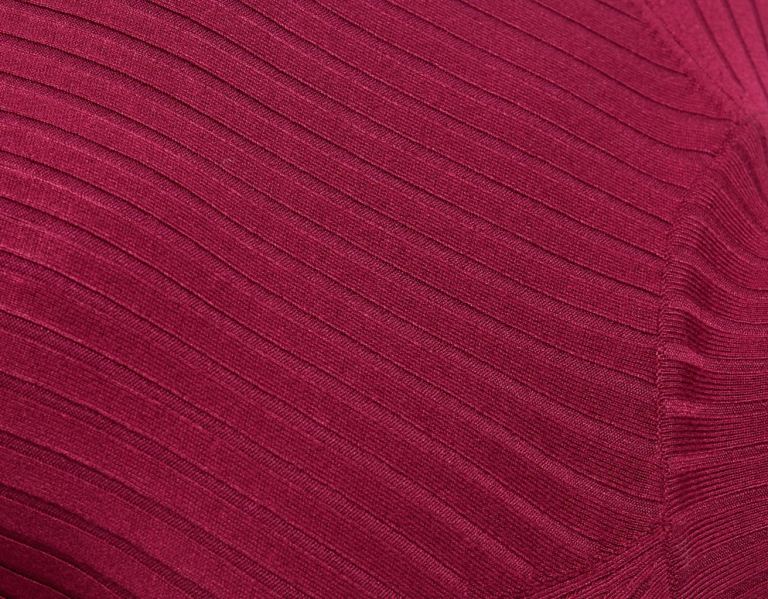 Bershka Geribbeld High Neck Midi Jurken Gebreide Kleding Dames Donkerrood | kLM3rdFBrPu
