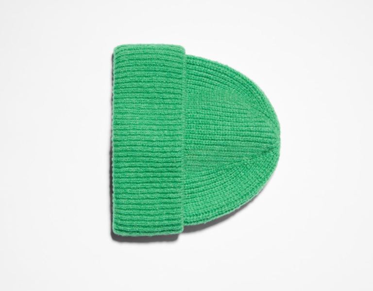 Bershka Geribbeld Knit Muts Dames Groen | 083ptuqHPHM