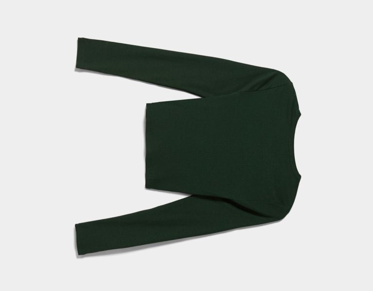 Bershka Geribbeld Long Sleeve T-shirts Dames Groen | wJVcJzIKpmF