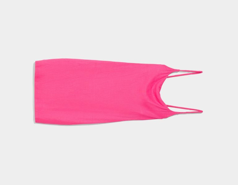 Bershka Geribbeld Mini With Straps Jurken Dames Fuchsie | ochR6rmFgut