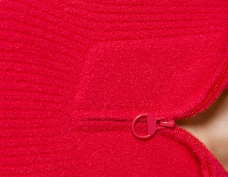 Bershka Geribbeld Roll Neck Trui With Rits Truien Dames Rood | EjSpU3kPBLG
