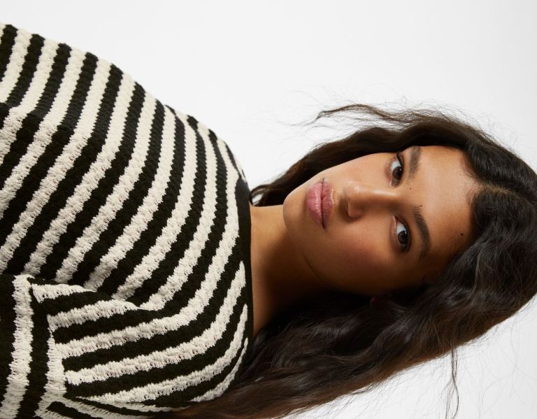 Bershka Gestreept Rustic Trui Truien Dames Zwart | dCEohOVeNbh