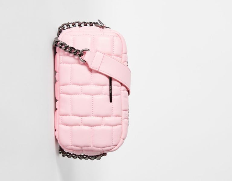 Bershka Gewatteerd Hand With Chain Riemen Tassen Dames Roze | txbFxol2pFp