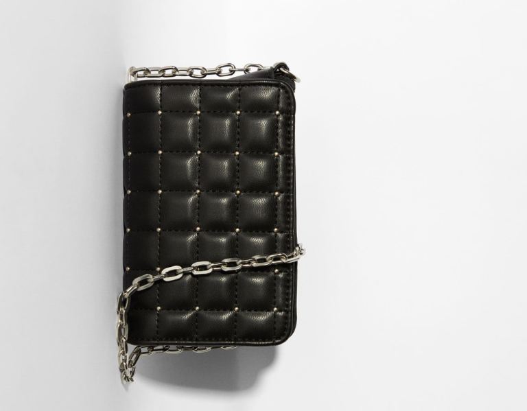 Bershka Gewatteerd Mini Crossbody With Studs Tassen Dames Zwart | UxmtbO4uLiQ