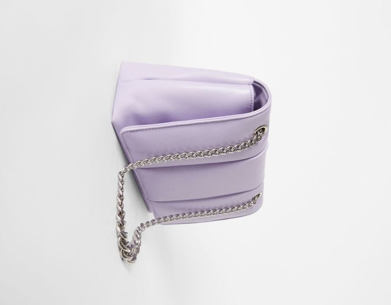 Bershka Gewatteerd With Chain Riemen Tassen Dames Paars | 3CkH6S8Xkng